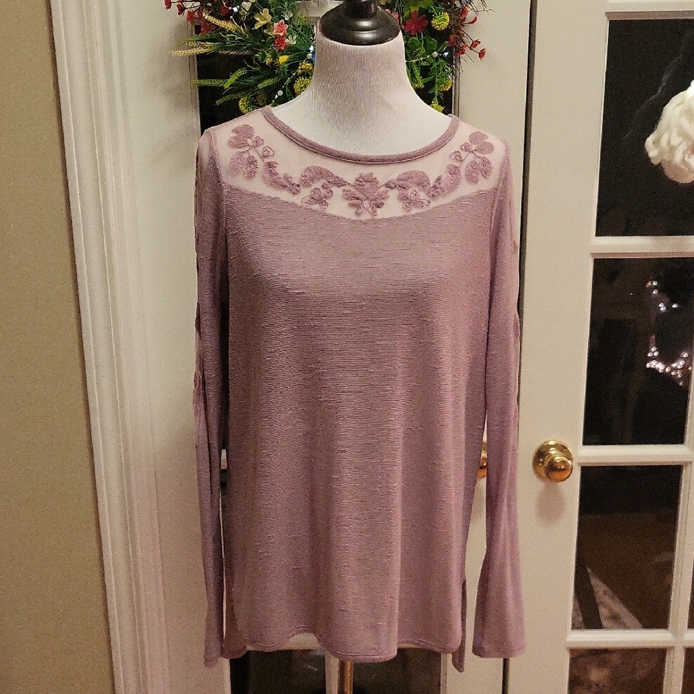 Free People Lavender Long Sleeve Top